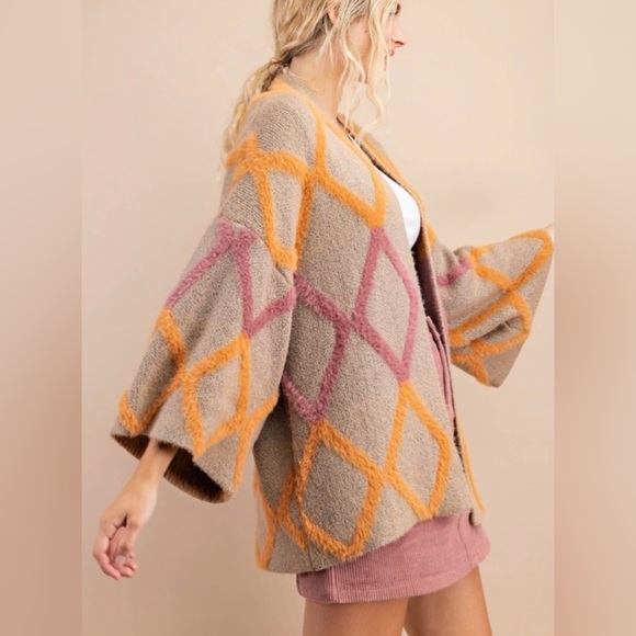KORI Diamond Pattern Plush Coatigan Sweater - Picture 7 of 10